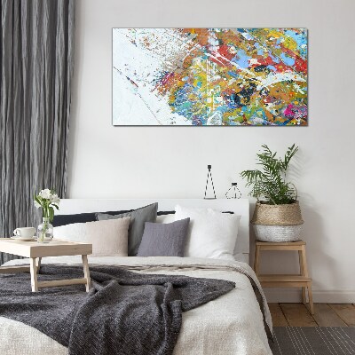 Colorful abstract chaos Wall art on glass
