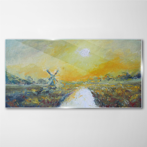 Golden fields under sunny skies Glass art print