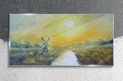 Golden fields under sunny skies Glass art print