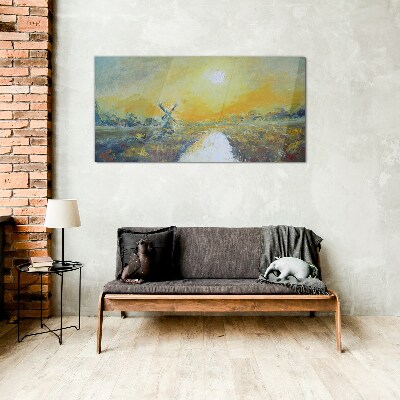 Golden fields under sunny skies Glass art print