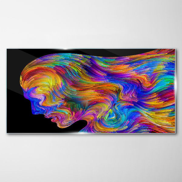 Colorful silhouette in motion Glass art print