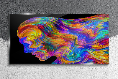 Colorful silhouette in motion Glass art print