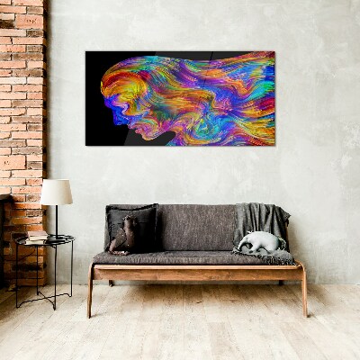 Colorful silhouette in motion Glass art print