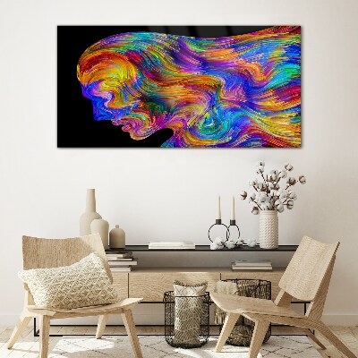 Colorful silhouette in motion Glass art print
