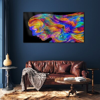 Colorful silhouette in motion Glass art print