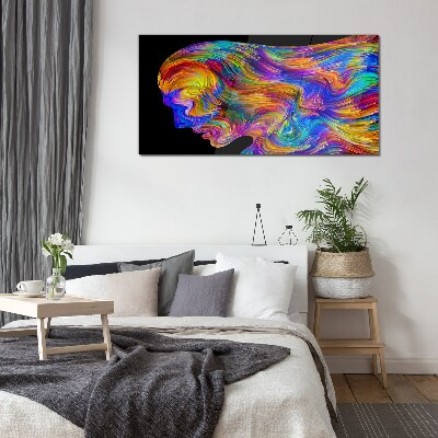 Colorful silhouette in motion Glass art print