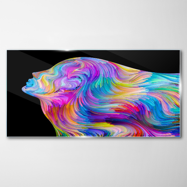 Colorful silhouette of a woman in motion Wall art on glass