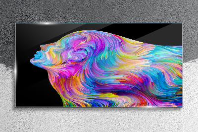 Colorful silhouette of a woman in motion Wall art on glass