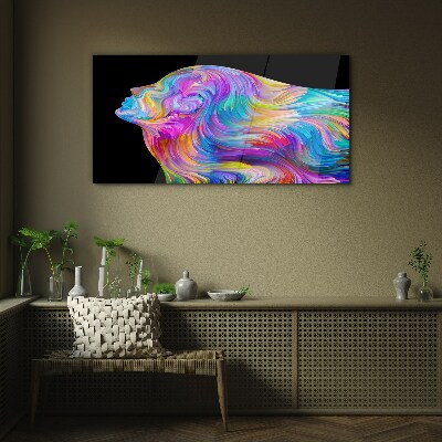 Colorful silhouette of a woman in motion Wall art on glass