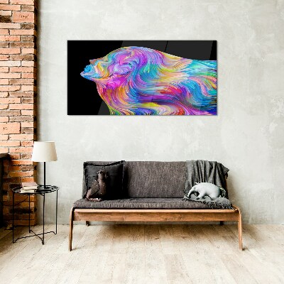 Colorful silhouette of a woman in motion Wall art on glass