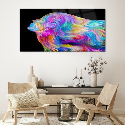Colorful silhouette of a woman in motion Wall art on glass