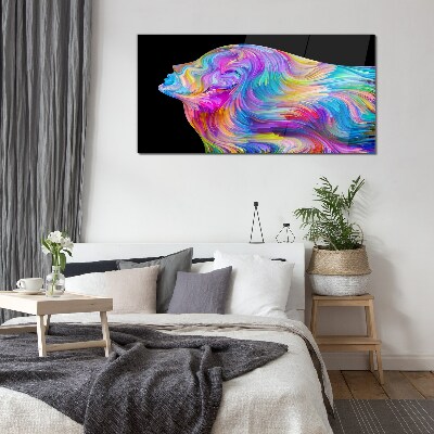 Colorful silhouette of a woman in motion Wall art on glass