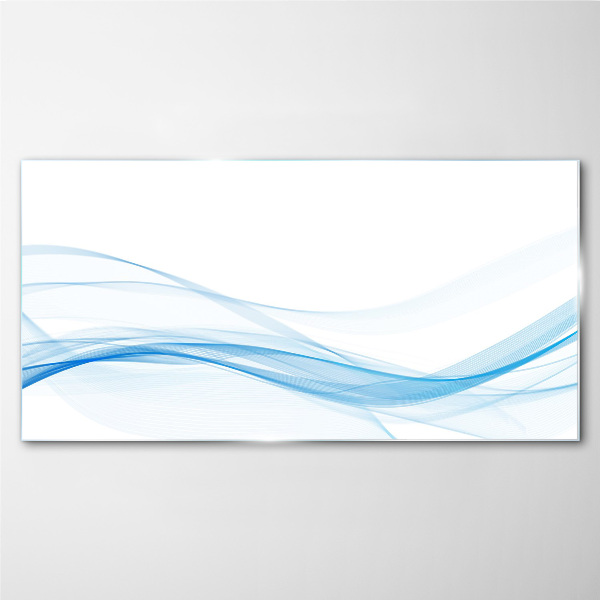 Waves in shades of blue Wall art on glass