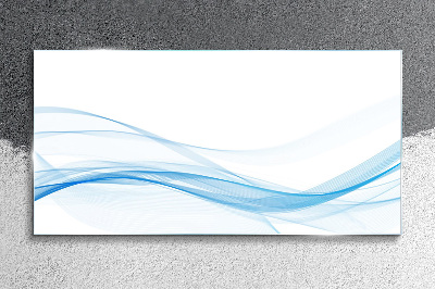 Waves in shades of blue Wall art on glass