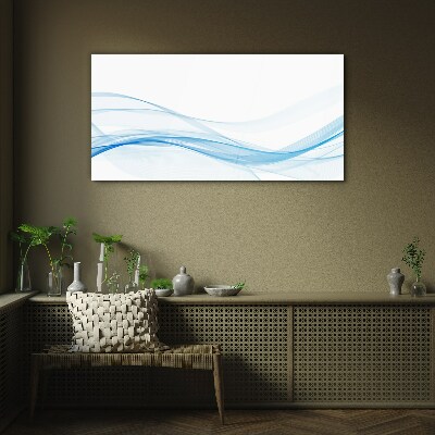 Waves in shades of blue Wall art on glass