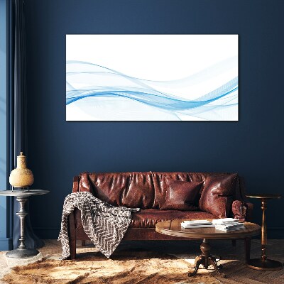 Waves in shades of blue Wall art on glass