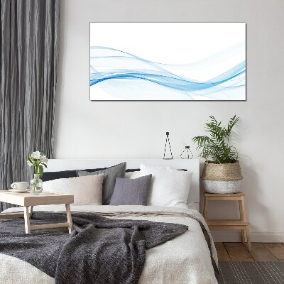 Waves in shades of blue Wall art on glass