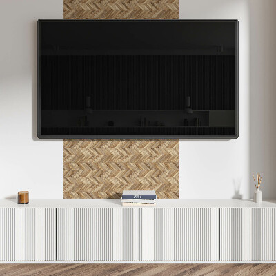 Square tv wall panel Herringbone wood pattern