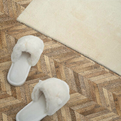 Square tv wall panel Herringbone wood pattern