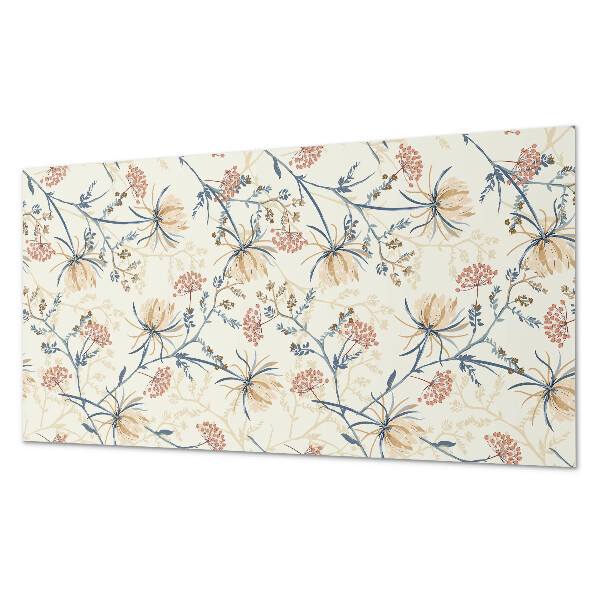 Square tv wall panel Floral pattern on the background