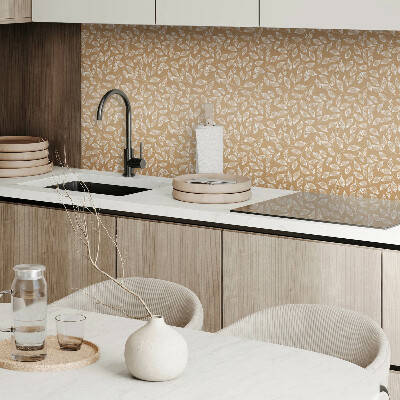 Square wall panel Leaves on a textured background