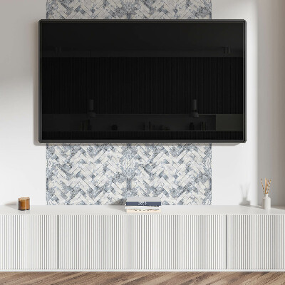 Square tv wall panel Marble herringbone pattern