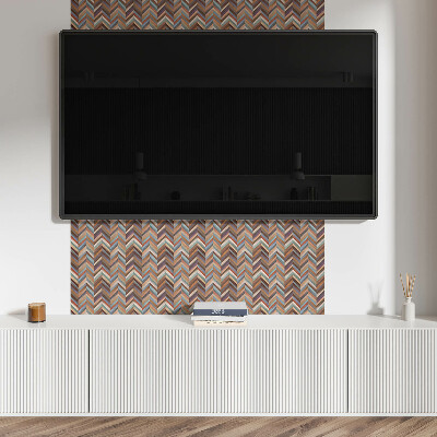 Square tv wall panel Herringbone wood pattern