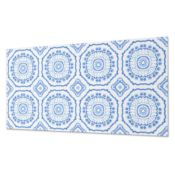 Square wall panel Floral pattern in circles