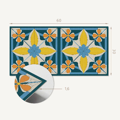 Square wall panel Floral geometric pattern