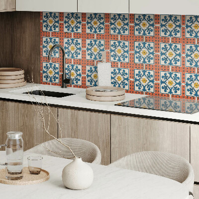 Square tv wall panel Folk pattern with flowers