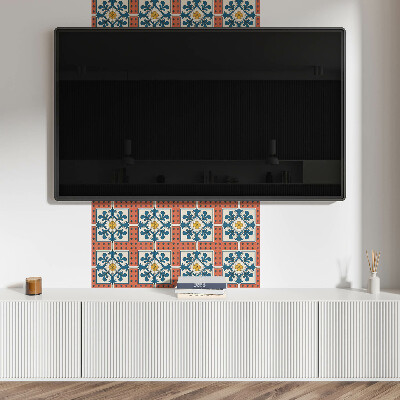 Square tv wall panel Folk pattern with flowers