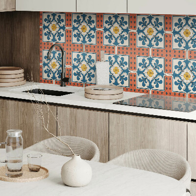Square tv wall panel Folk pattern with flowers