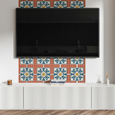 Square tv wall panel Folk pattern with flowers