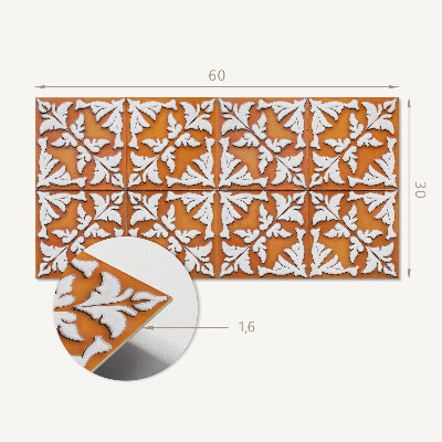 Square wall panel Plant pattern on tiles