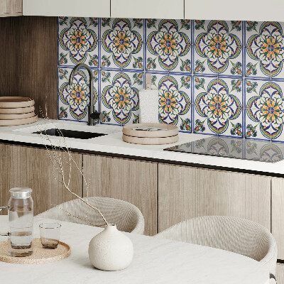 Square tv wall panel Floral pattern on the tile