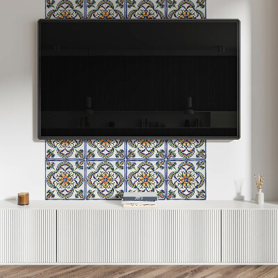 Square tv wall panel Floral pattern on the tile