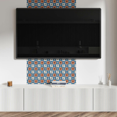 Square tv wall panel Floral pattern on the background