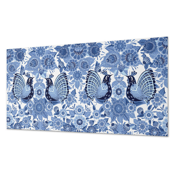 Square wall panel Pattern with birds and flowers