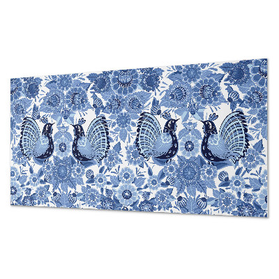 Square wall panel Pattern with birds and flowers