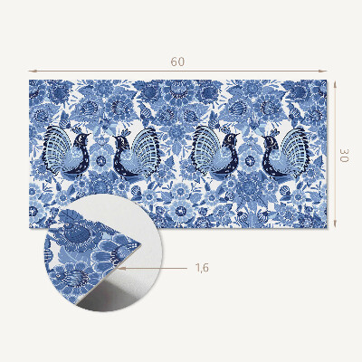 Square wall panel Pattern with birds and flowers