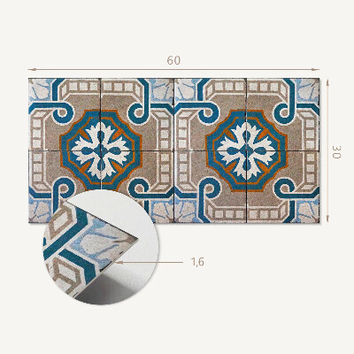 Square wall panel Mosaic pattern with ornaments