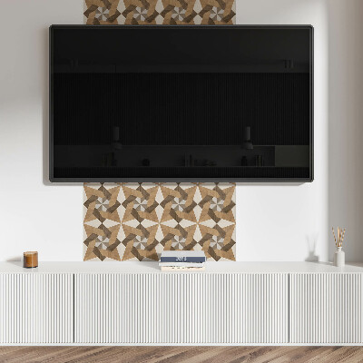Square tv wall panel Polygonal wood mosaic