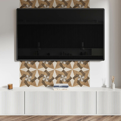 Square tv wall panel Polygonal wood mosaic