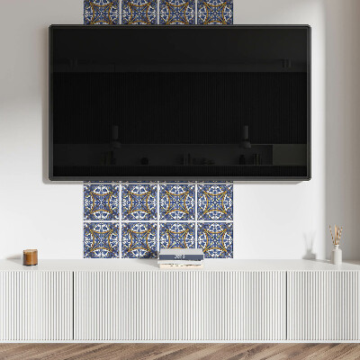 Square tv wall panel Plant pattern with ornaments