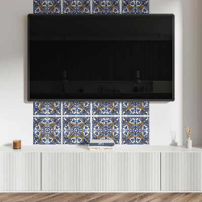 Square tv wall panel Plant pattern with ornaments