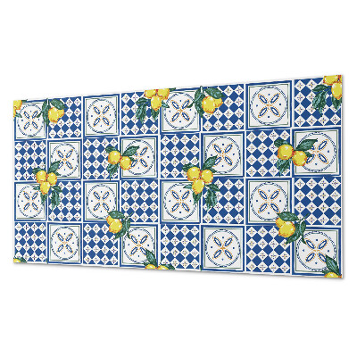 Square wall panel Lemon motif on tiles