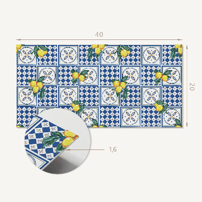 Square wall panel Lemon motif on tiles