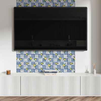 Square wall panel Lemon motif on tiles