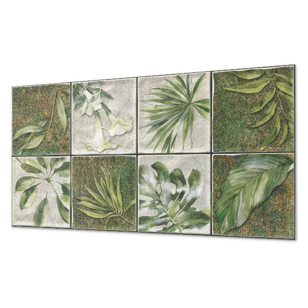Square wall panel Leaves in a mosaic of nature