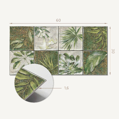 Square wall panel Leaves in a mosaic of nature